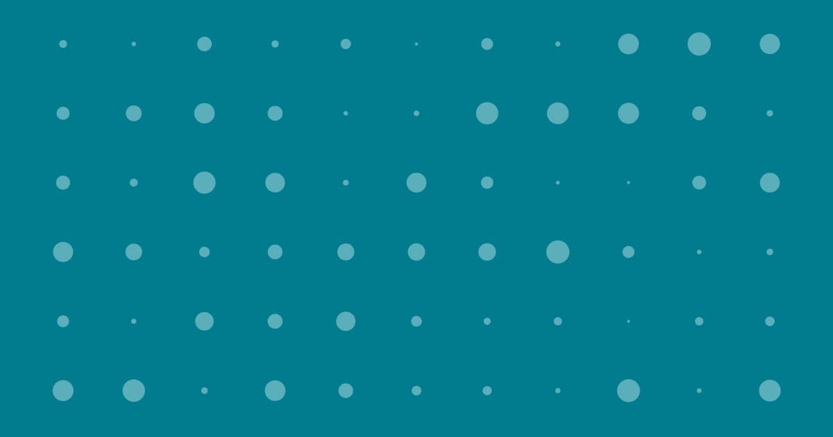 A teal background with a pattern of evenly spaced light blue dots of varying sizes arranged in rows and columns.