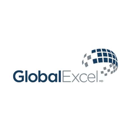 Global Excel logo with the words Global Excel next to a blue and gray pixelated globe design, representing a global or international theme.