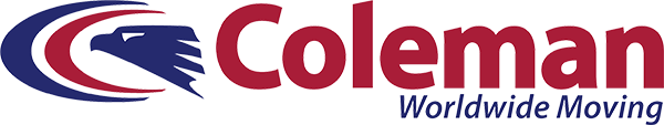 Coleman Worldwide Moving logo with a stylized eagle head in blue and red to the left of the company name in red and blue text.