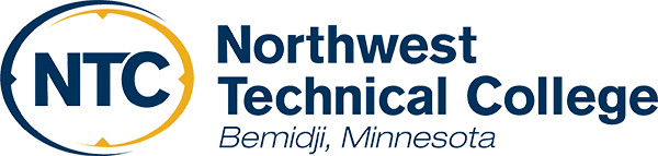 Northwest Technical College logo with NTC in a circle, and Northwest Technical College Bemidji, Minnesota to the right in blue and gold text.