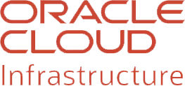 Oracle Cloud Infrastructure logo with Oracle Cloud in bold red uppercase letters and Infrastructure in red lowercase letters beneath, on a light background.